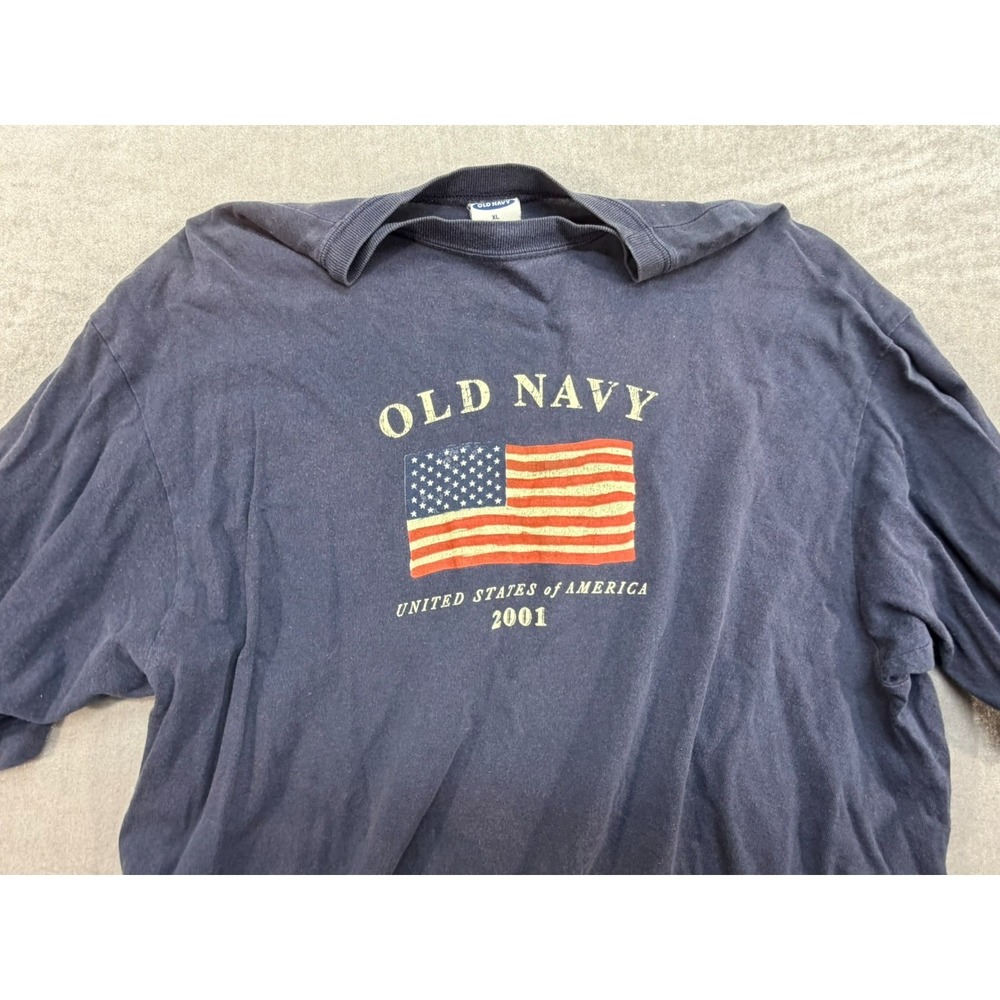 Old Navy 2001 American Flag T-Shirt - Vintage Y2K - Mens XL Navy Blue Tee - Picture 2 of 9